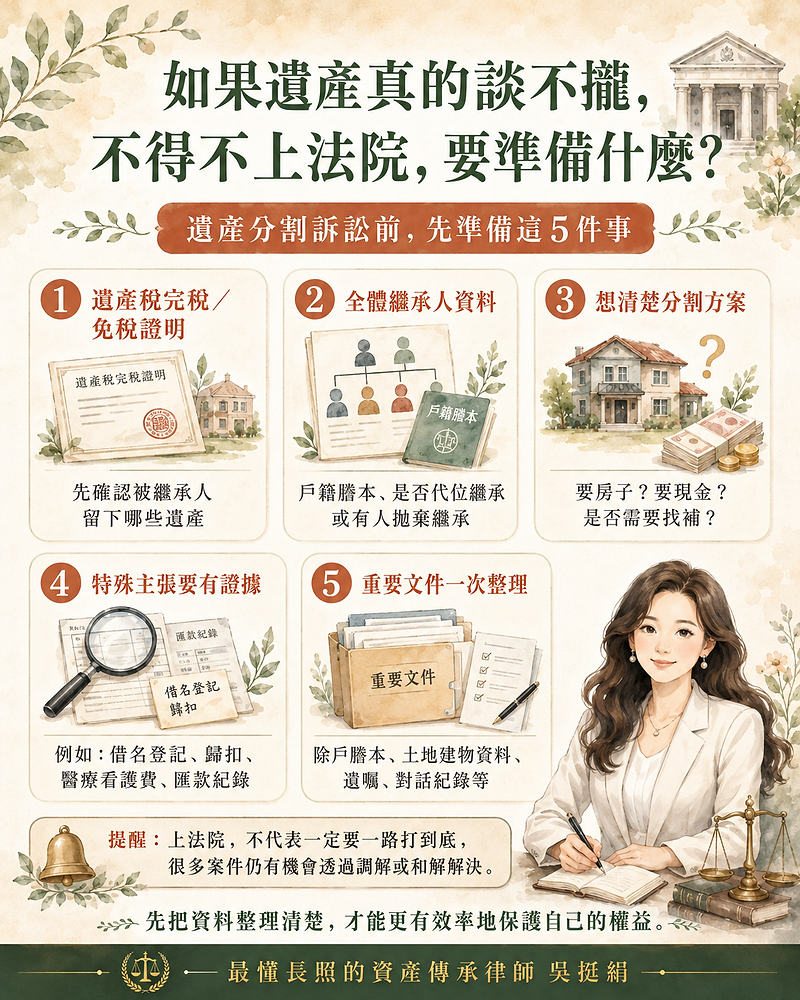如果遺產繼承真的談不攏，不得不上法院，要準備什麼？