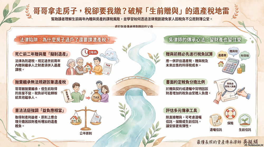 哥哥生前拿走房子，爸爸過世後卻拋棄繼承，遺產稅竟然要我們繳？